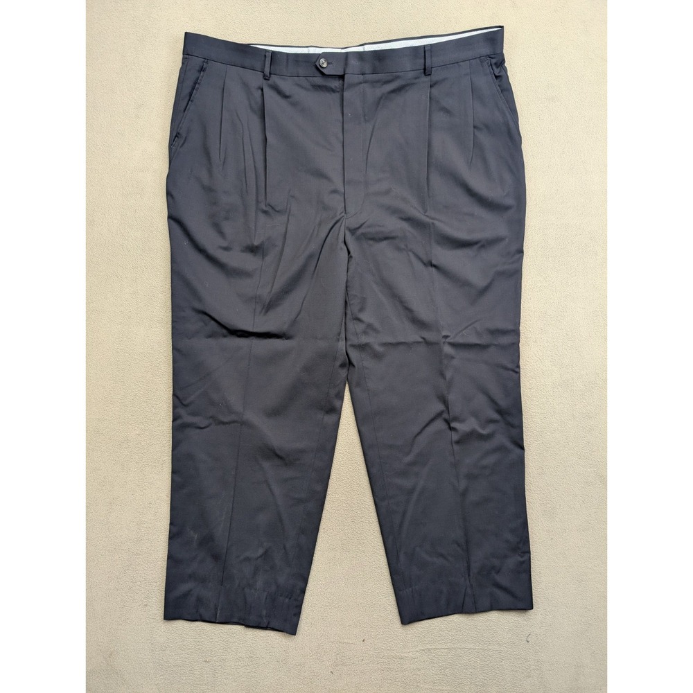 Joseph & Feiss Mens Size 52L 2 Piece Suit Navy Blue Solid Pleated Pants 48x30 - Picture 10 of 12